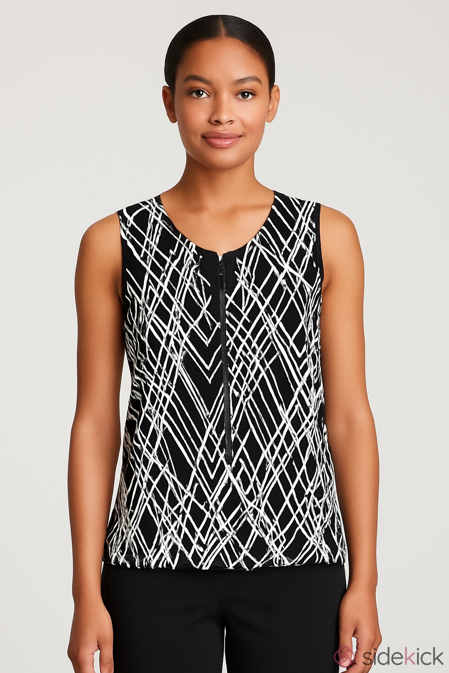 Calvin Klein Top size Small Black & white sleeves geometric pattern summer boho